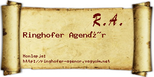 Ringhofer Agenór névjegykártya